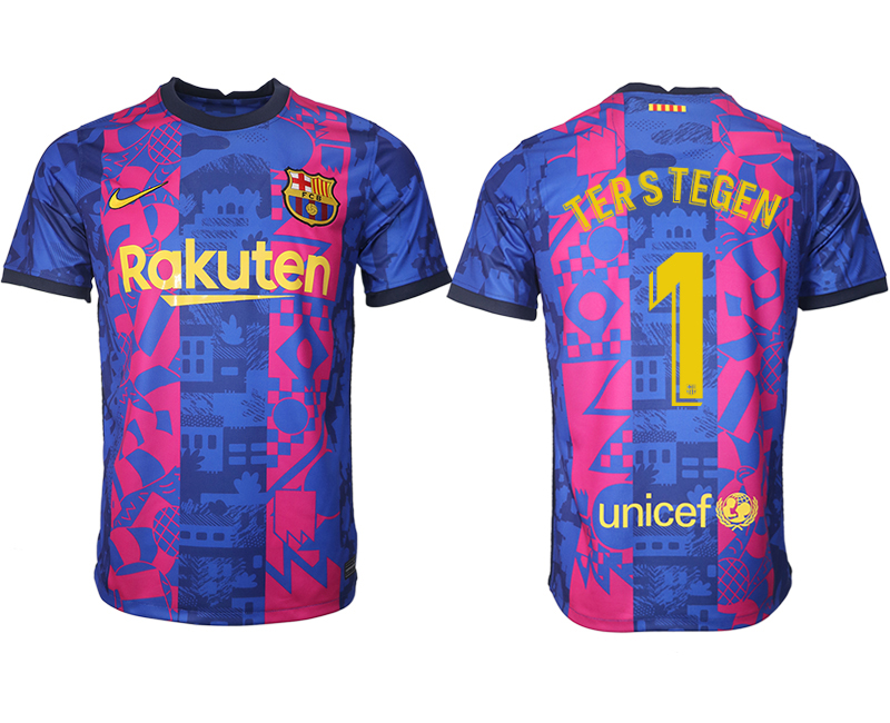 Men 2021-2022 Club Barcelona blue training suit aaa version #1 Soccer Jersey->barcelona jersey->Soccer Club Jersey